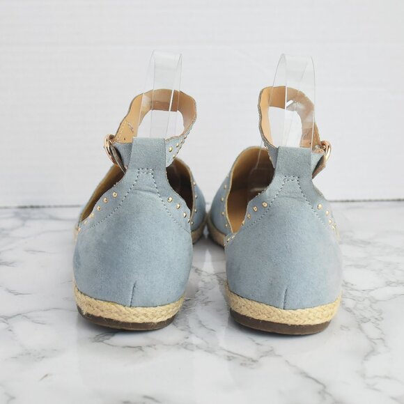 NWOT Lauren Conrad Feldspar Steel Blue Gray Stud Suede Espadrilles Flats Size 6 - Picture 4 of 5